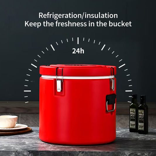 Yurtrain Stainless Steel Insulated Rice Bucket Double-Layer Restaurant Food Storage Warmers for Home Kitchen Metal Food