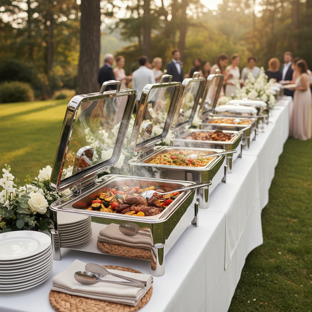 Wholesale Stainless Steel Luxury Hydraulic Induction Chafing Dishes for Restaurant Hotel Buffet Use