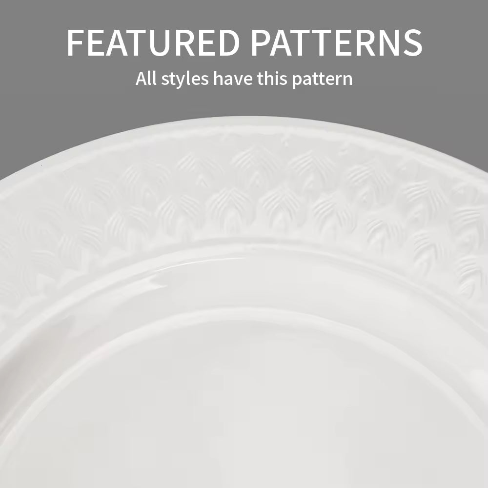 Yurtrain Bone China White Oval Ceramic Plate Heat Resistant Steak Dish Pasta Appetizer Banquet Dinner Serving Fish Dish