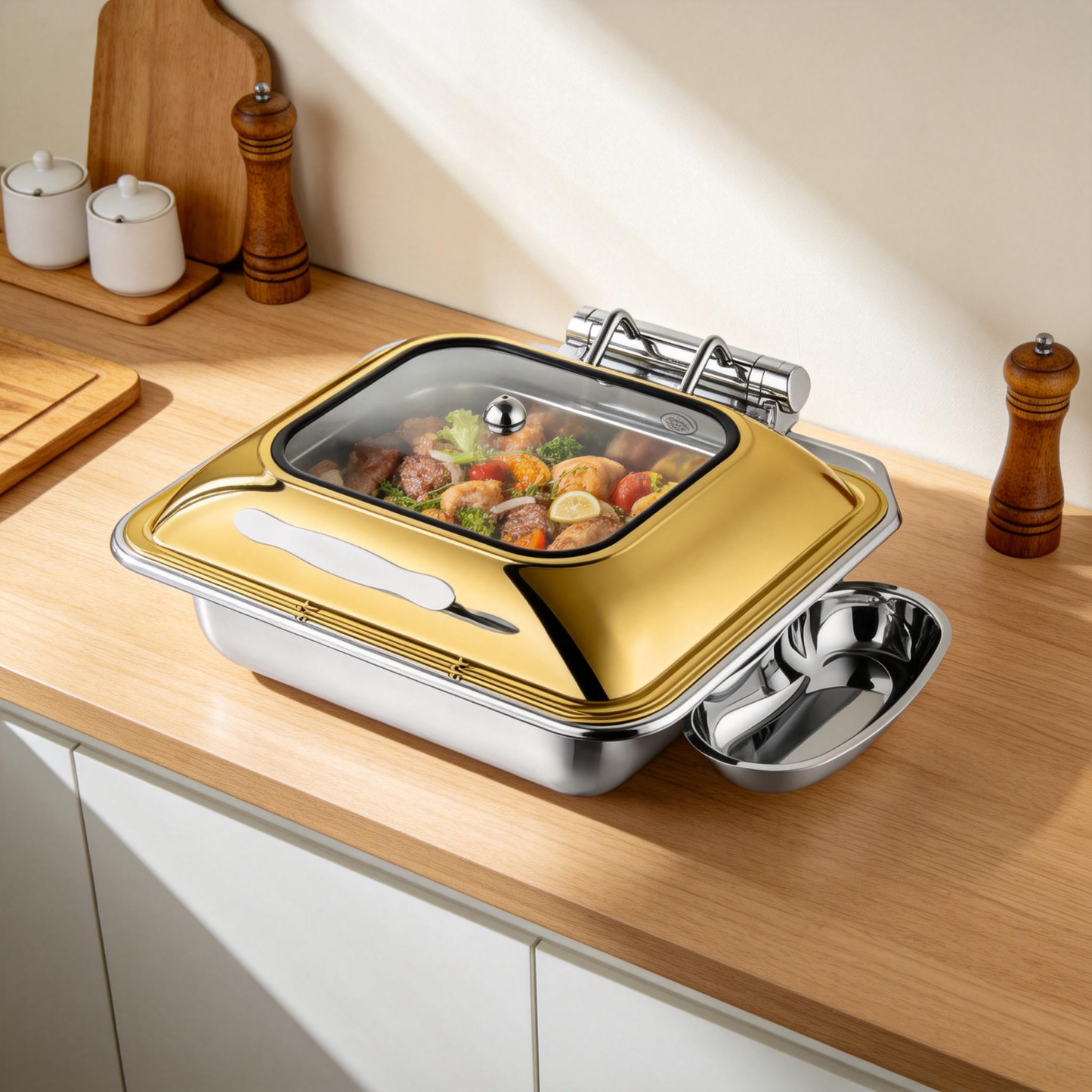 Luxury Buffet Equipment Stainless Steel Gold Silver Chafer Chafing Dish Chaffing Dishes Set Saving Food Warmer for Catering