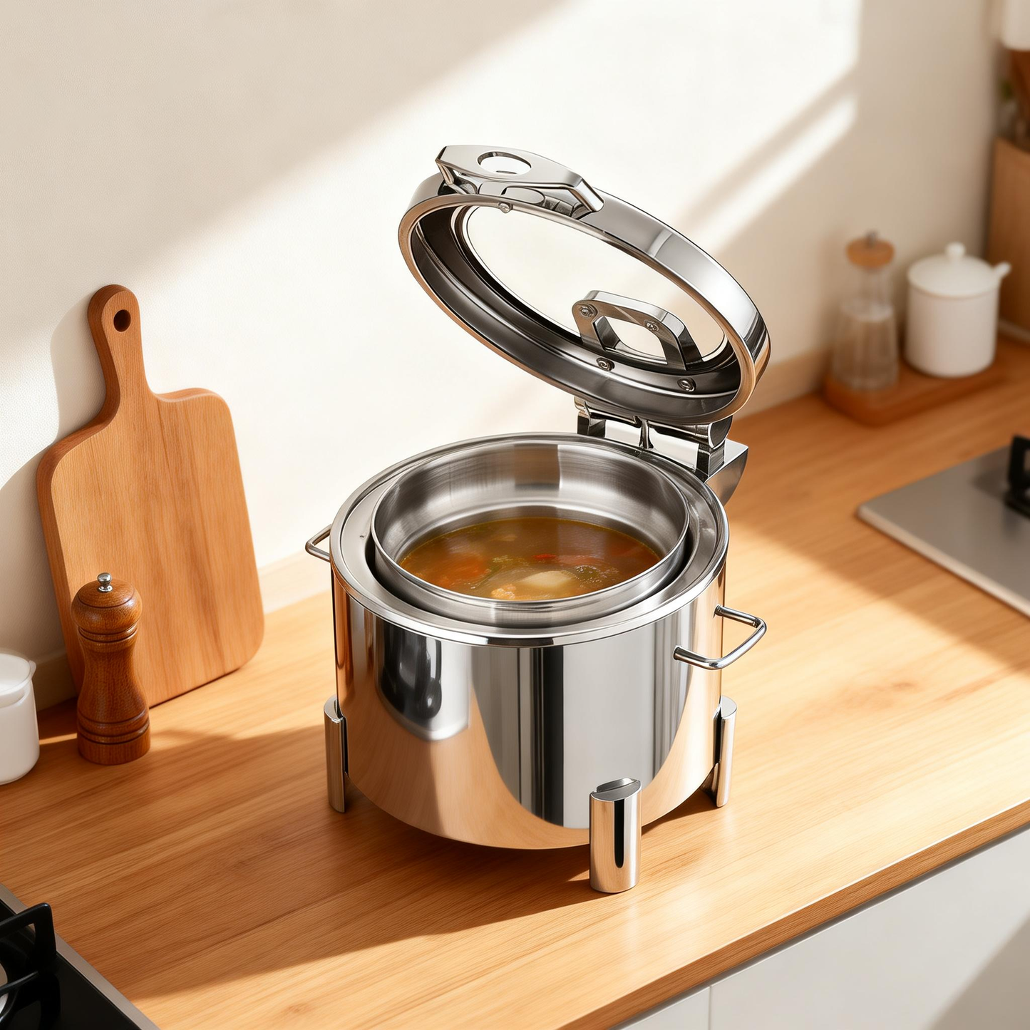 Wholesale Stainless Steel Luxury Hydraulic Induction Chafing Dishes for Restaurant Hotel Buffet Use