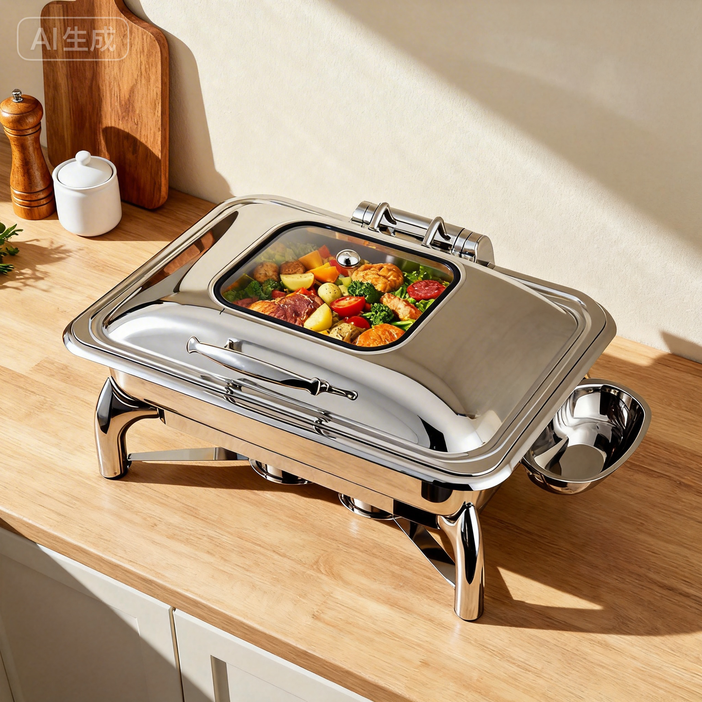 Rectangular Chaffing Dishes Stainless Steel Catering Equipment Double Pan Flip Top Chafing Dishes Buffet Catering Food Warmer
