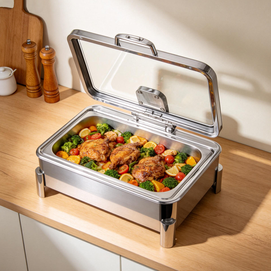 Wholesale Stainless Steel Luxury Hydraulic Induction Chafing Dishes for Restaurant Hotel Buffet Use